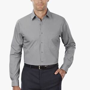 Van Heusen neck 16.5 Large 34-35 grey button up dress shirt NWT wrinkle free